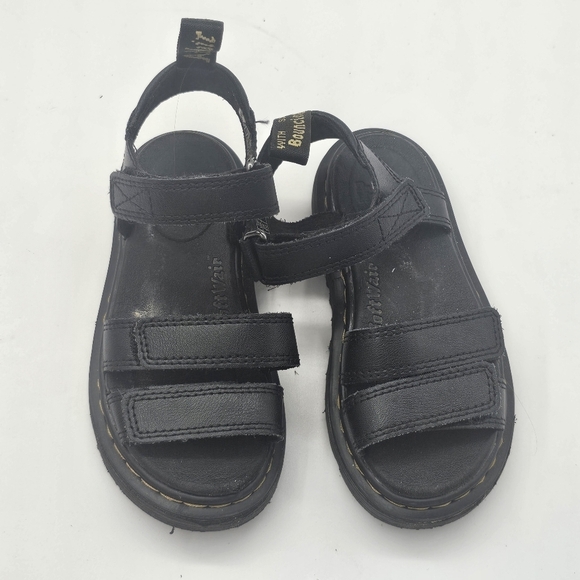 Dr. Martens Klaire Junior Leather Strap Sandals Black Kids 11 – Hook And Loop - Picture 4 of 9
